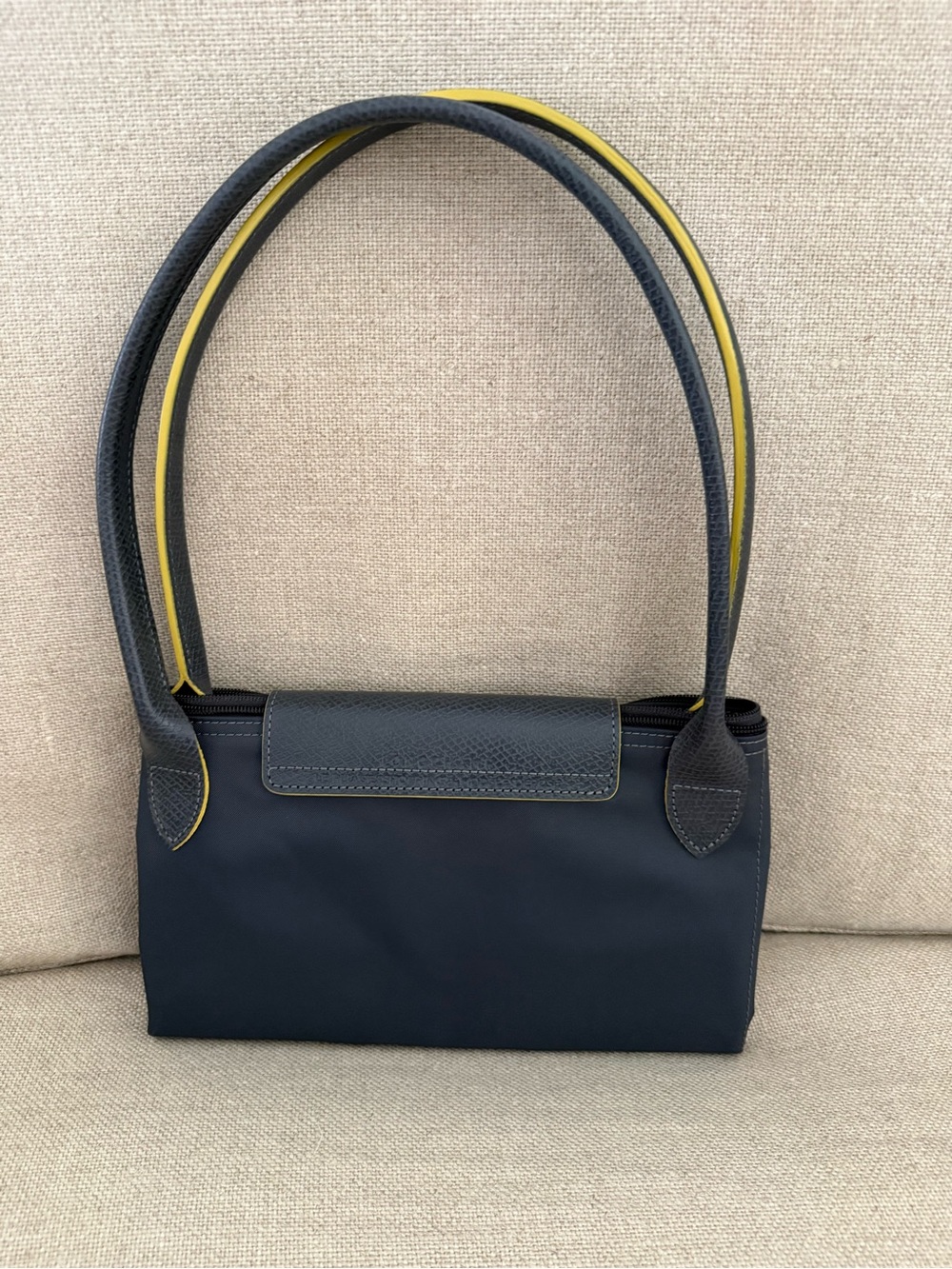 Longchamp Dark Grey Tote with Yellow Trim and Logo - Picture 8 of 10